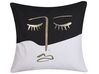 Set of 2 Cotton Cushions Face Print 45 x 45 cm Black and White ABELIA_801601