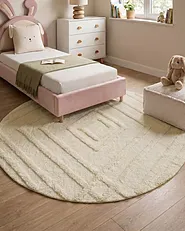 Kids Rug TURTUK  Light Beige ø 160 cm Cotton_1155199