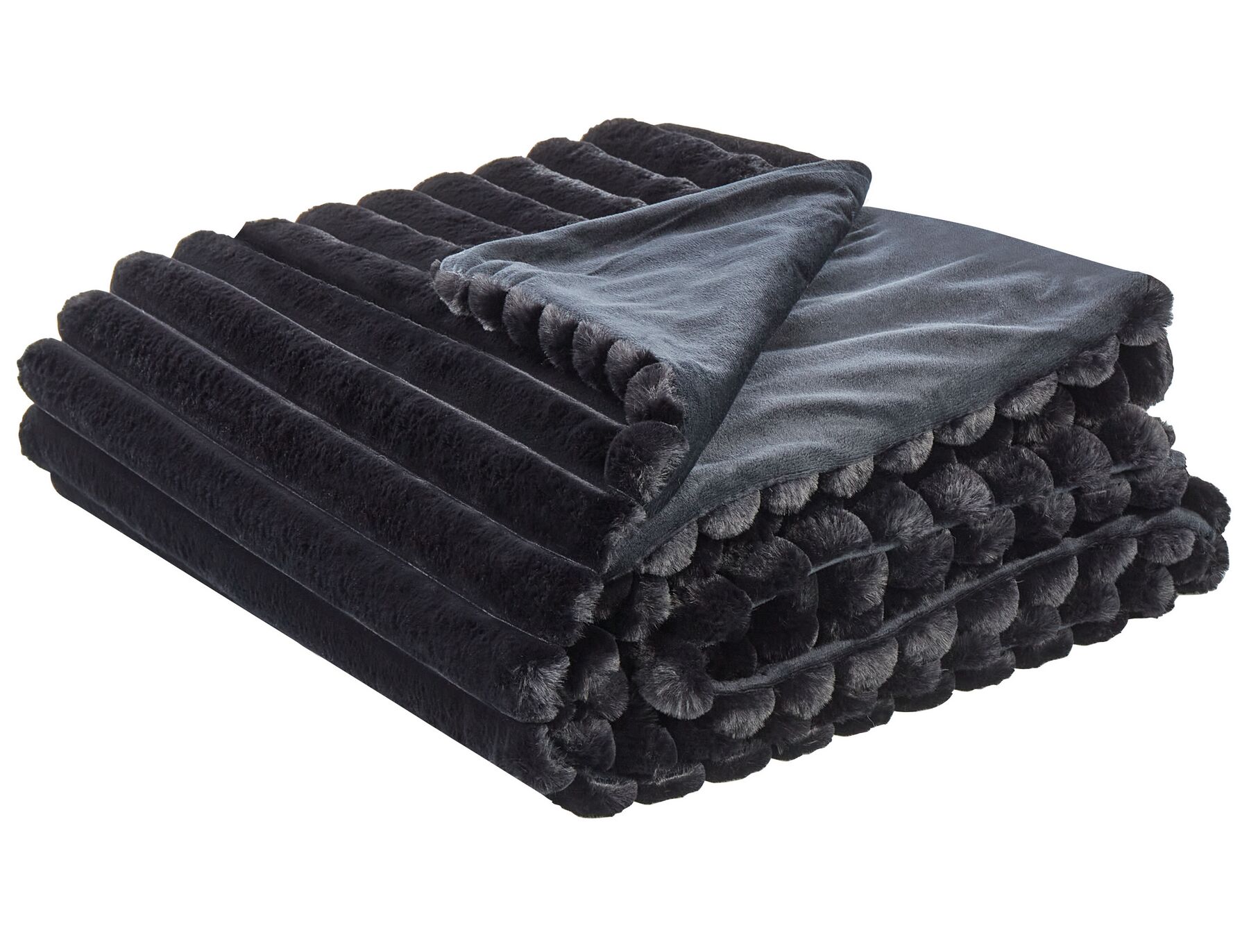 Fekete műszőrme ágytakaró 200 x 220 cm RAKYA_917600