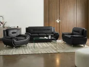Sofa 2 Seater LEIRA Faux Leather Black_1058526