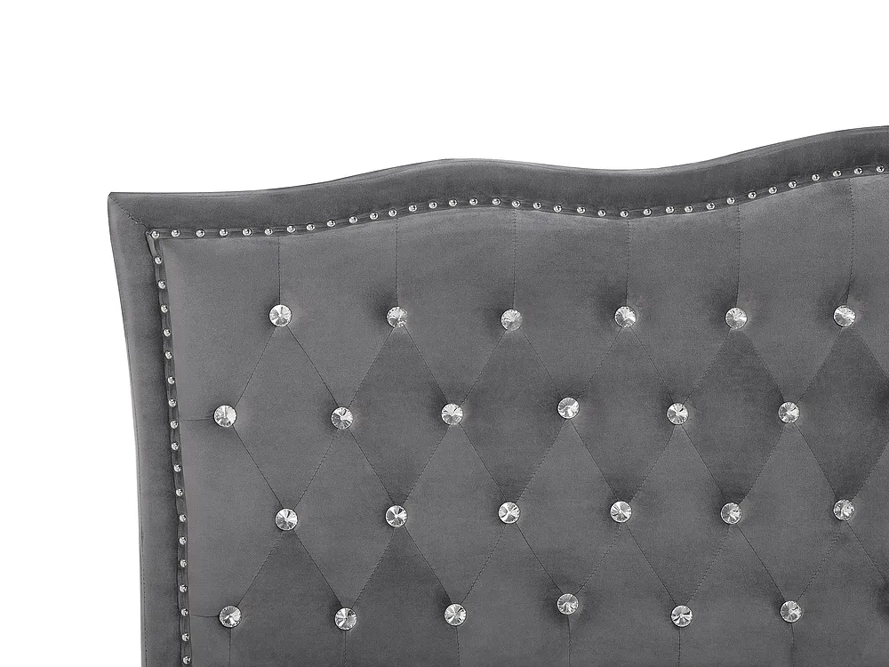 Letto contenitore METZ Velluto Grigio scuro 140 x 200 cm_736198