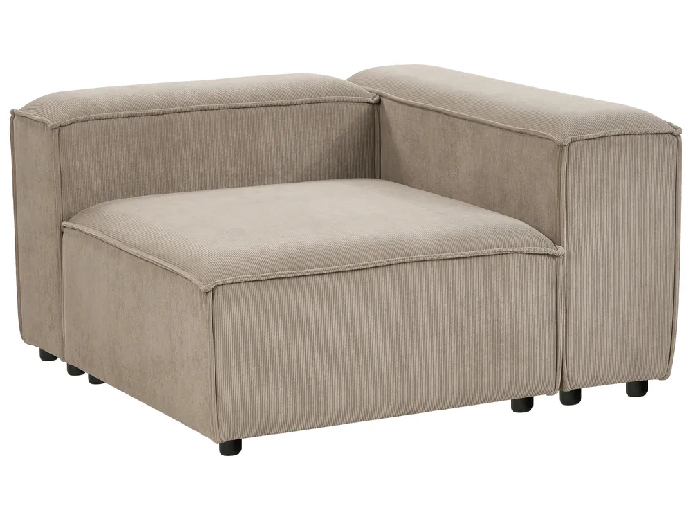 Modular Corner Sofa 2 Seater ARDAL with Ottoman Corduroy Light Brown Right Hand_940699
