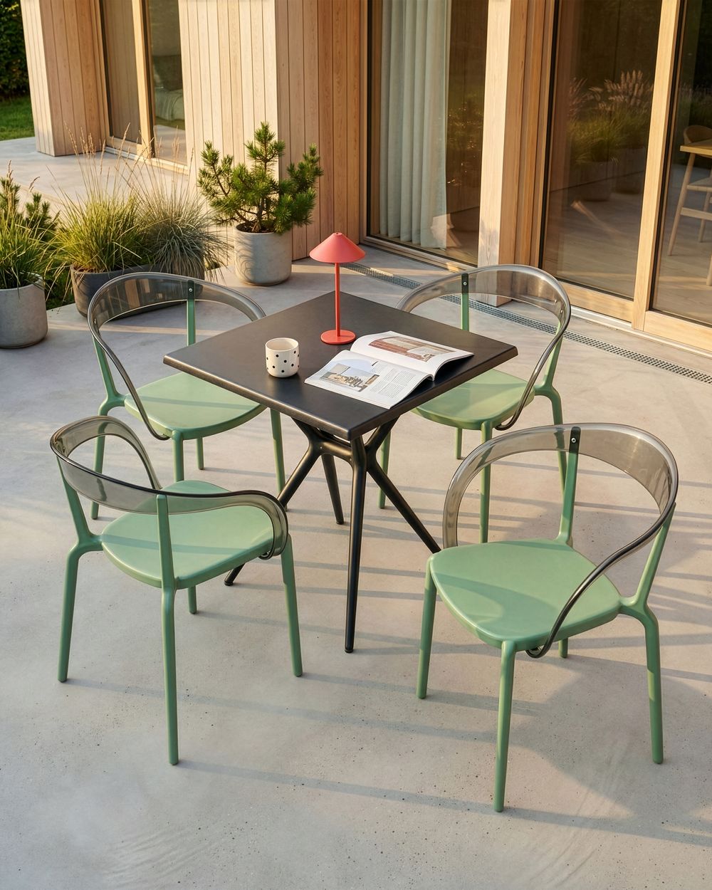 Set of 4 Garden Chairs MALEVIZI Stacking Green