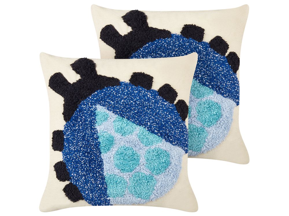 Set of 2 Decorative Cushions LADYBIRD Cotton 45 x 45 cm Multicolour