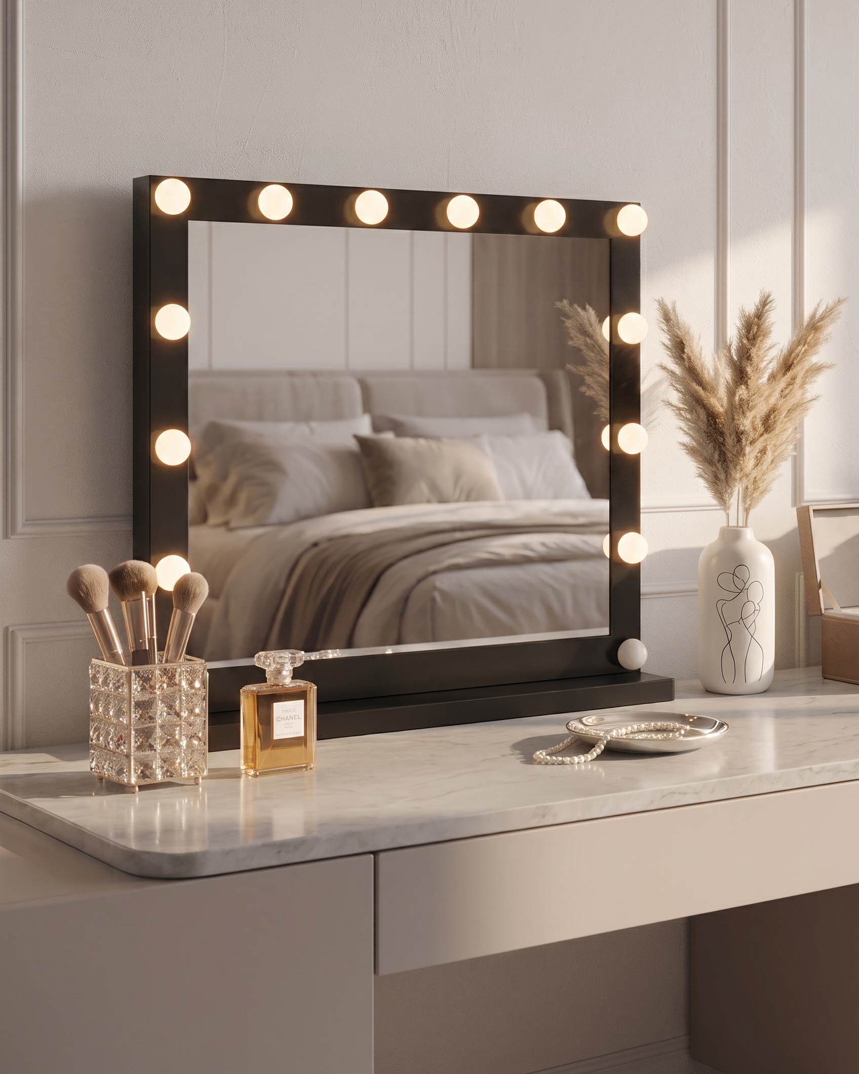 Dressing Table Mirror LED BEAUVOIR Black