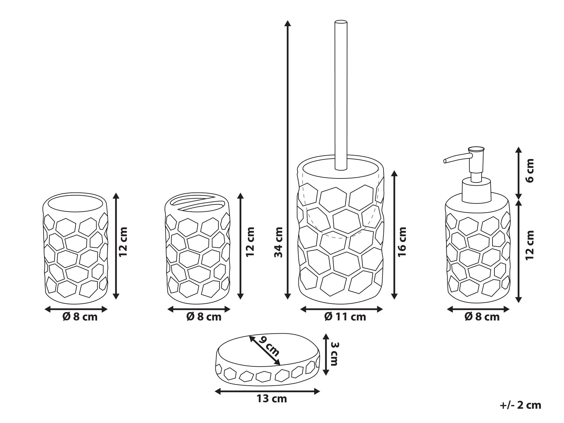5-Piece Bathroom Accessories Set TIRUA Ceramic Silver_788488