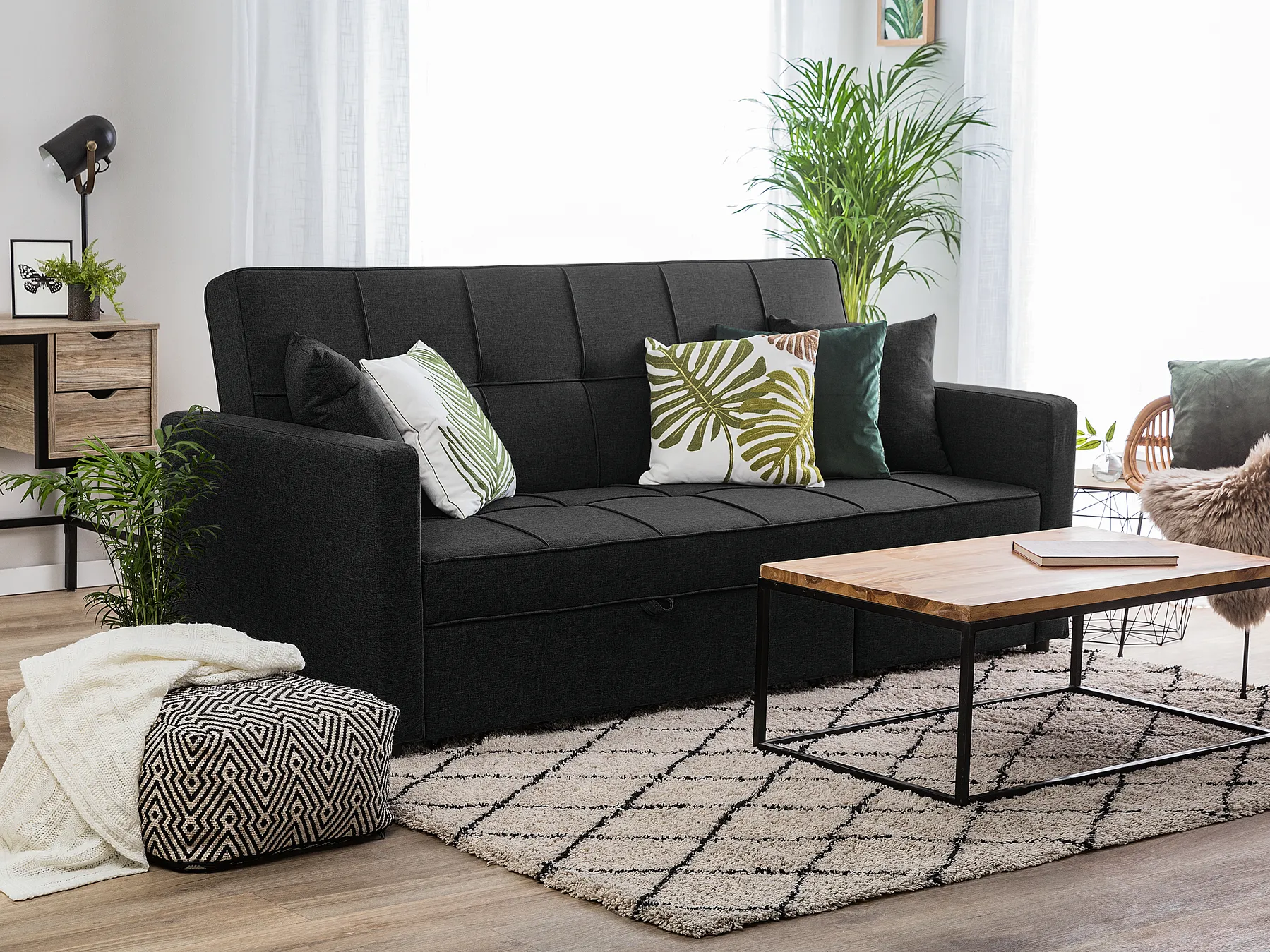 Divano letto 3 posti GLOMMA Tessuto Nero_717996