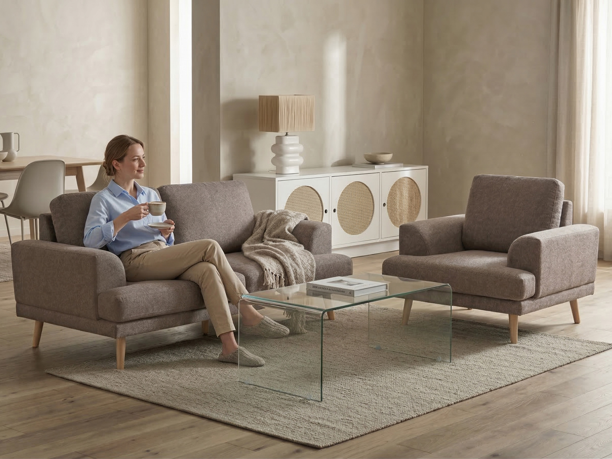 Armchair KILDAL Fabric Brown_1058388