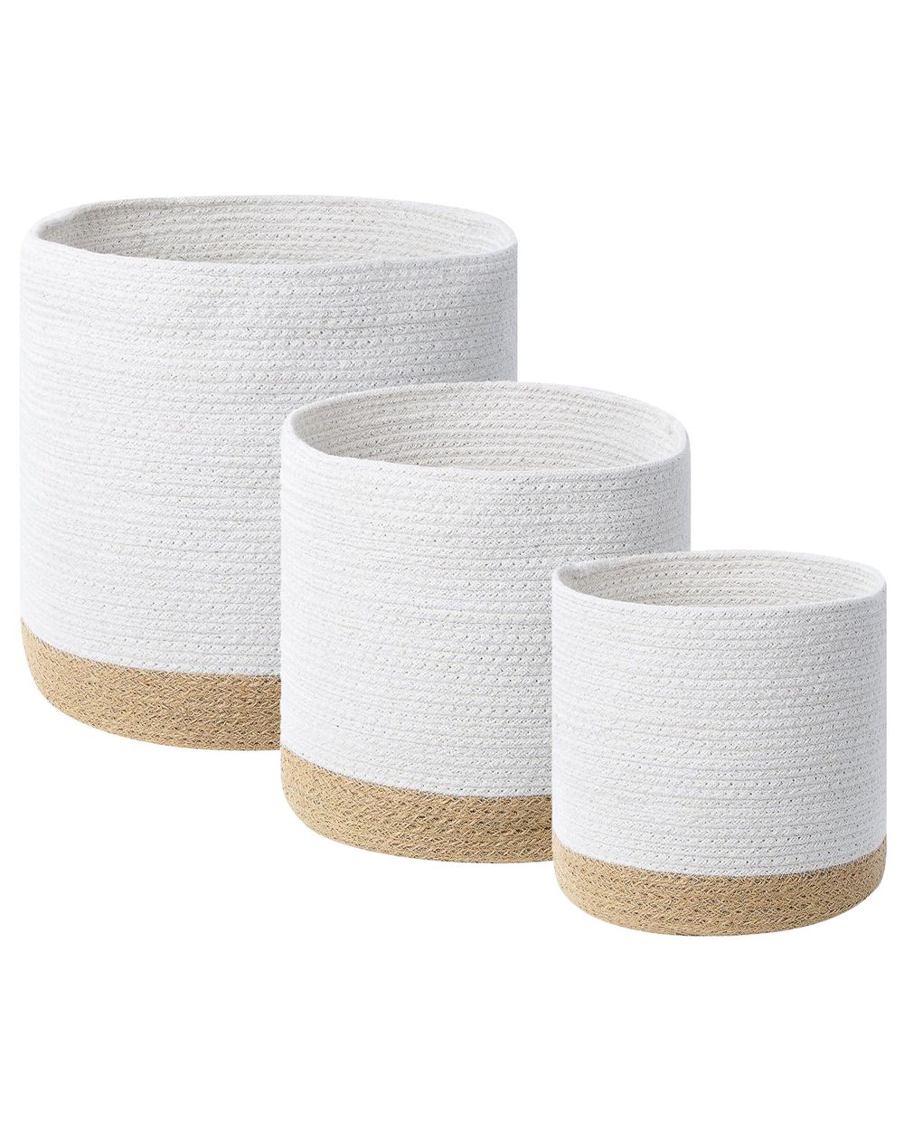 Set of 3 Baskets BASIMA Cotton White