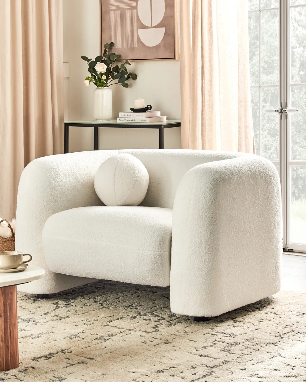 Fotel LEIREN Boucle Biały