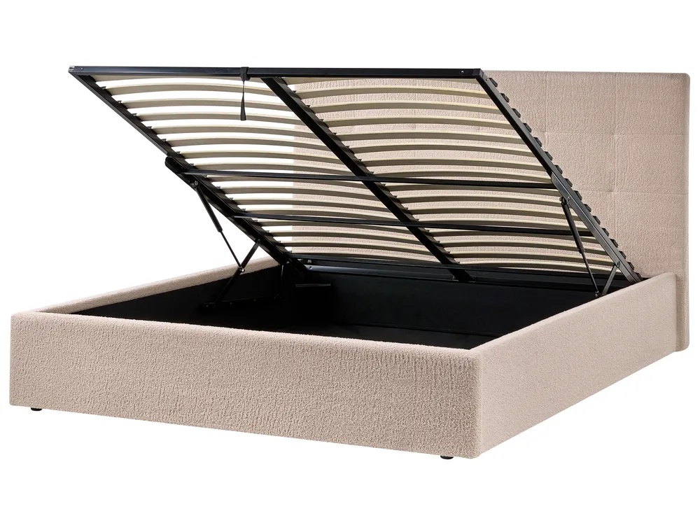Ottoman Bed LORIENT Boucle Beige 160 x 200 cm (EU King Size)_1040250