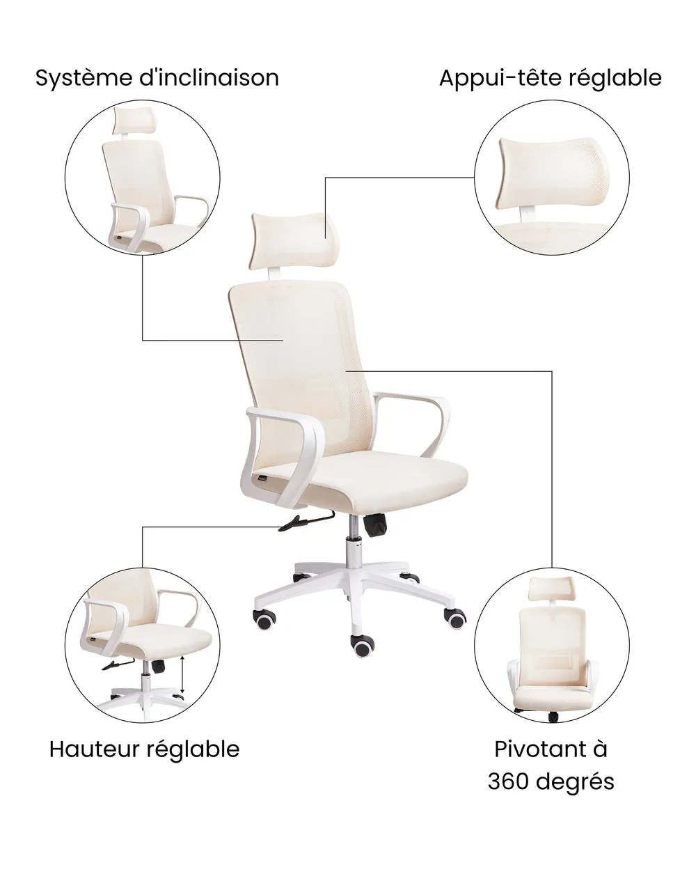 Chaise de bureau MONARCH Beige_1073741