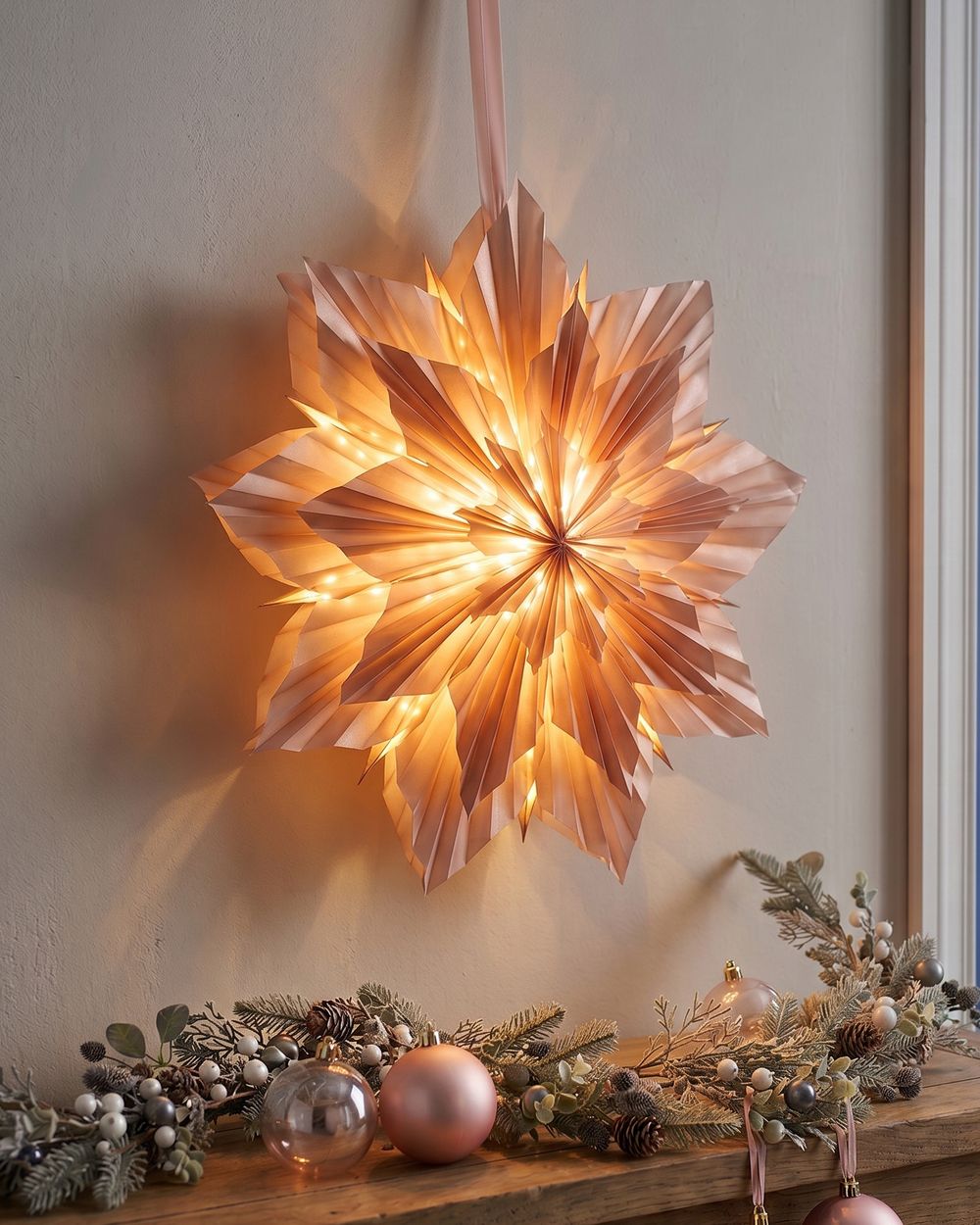 Decorazione natalizia OSTERAN 59 cm Stella Rosa