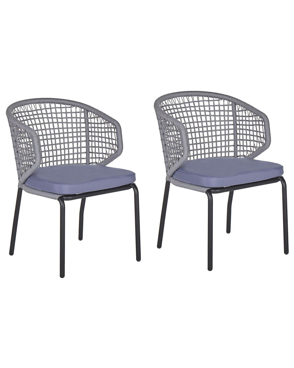 Set of 2 Garden Chairs with Cushions PALMI Metal Grey