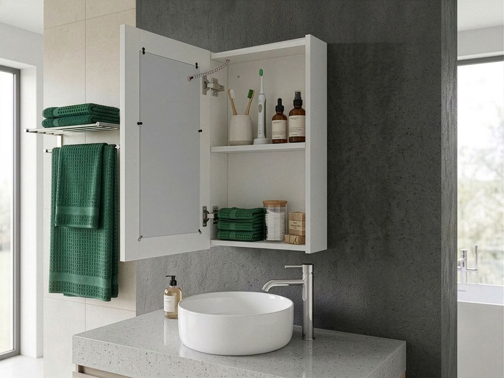 Nástěnná zrcadlová skříňka do koupelny LED CAMERON 40 cm 60 cm Bílá