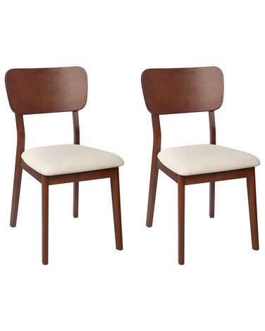  Set of 2 Wooden Dining Chairs Dark Wood and Light Beige MINIER