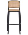 Set of 4 Bar Chairs Beige and Black PLOSE_935419