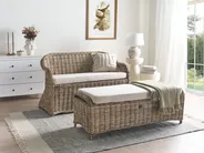 Ławka ogrodowa z poduchą SUSUA 141 cm z otomaną Rattan Naturalny_957608