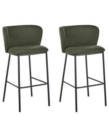 Conjunto de 2 sillas de bar de tela verde oscuro MINA