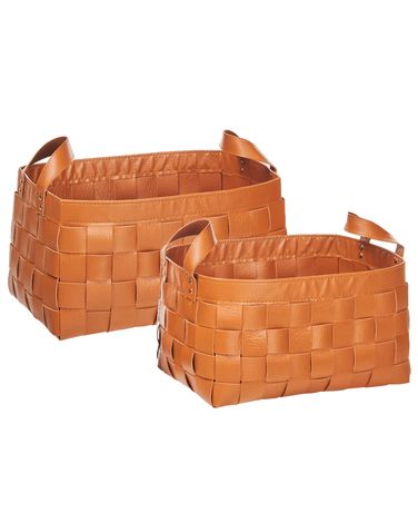 Lot de 2 paniers SIPPAR Cuir PU Marron doré
