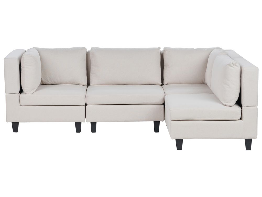Modular Corner Sofa 4 Seater UNSTAD Fabric Light Beige Left Hand