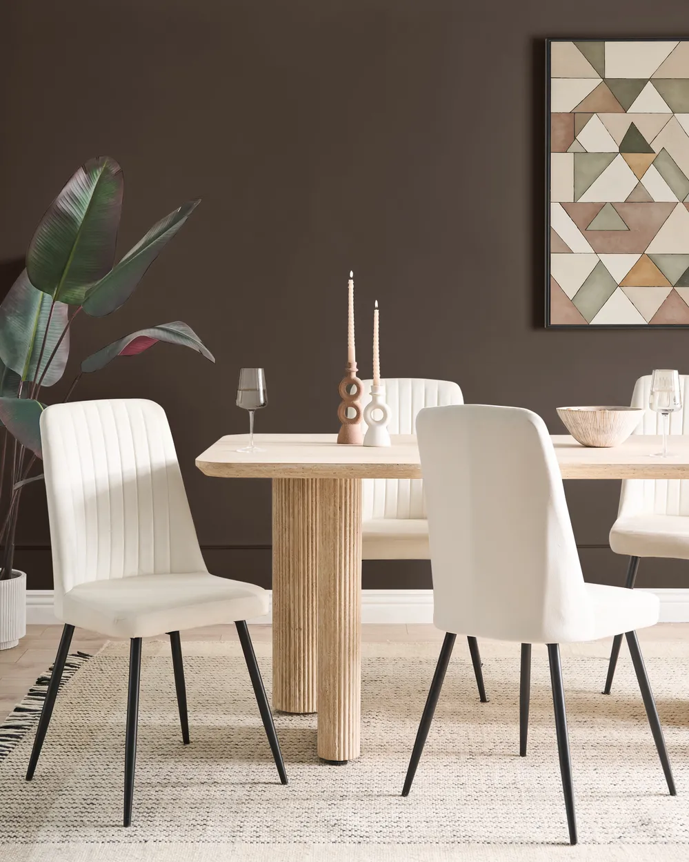 Set of Dining Chairs KIRBY Velvet Off-White - Main Image
