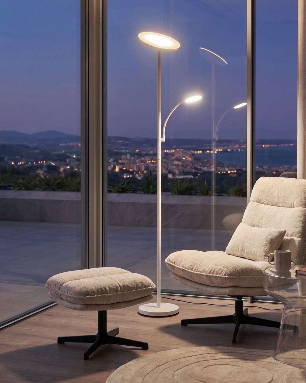 LED Stehlampe ESKALDE  mit Fernbedienung mit Dimmer Metall Weiß