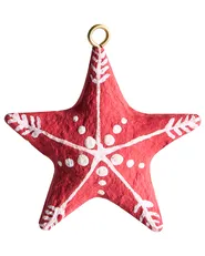 Set of 12 Christmas Tree Oranments GIDEALVEN Papier-Mâché Red/ White_1030533