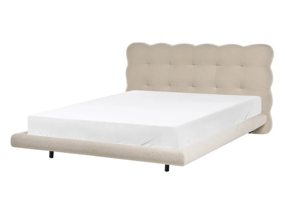 Bed Boucle SOULISSE 140 x 200 cm (EU Double) Beige_1129739