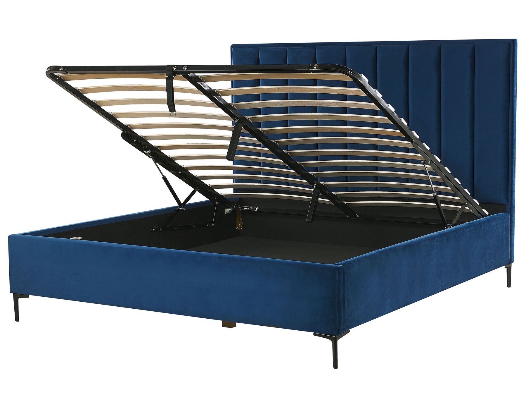 Zamatová posteľ s úložným priestorom 180 x 200 cm modrá SEZANNE_796217