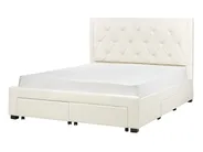 Bed with Storage Drawers LIEVIN Velvet Light Beige 160 x 200 cm (EU King Size)_902427