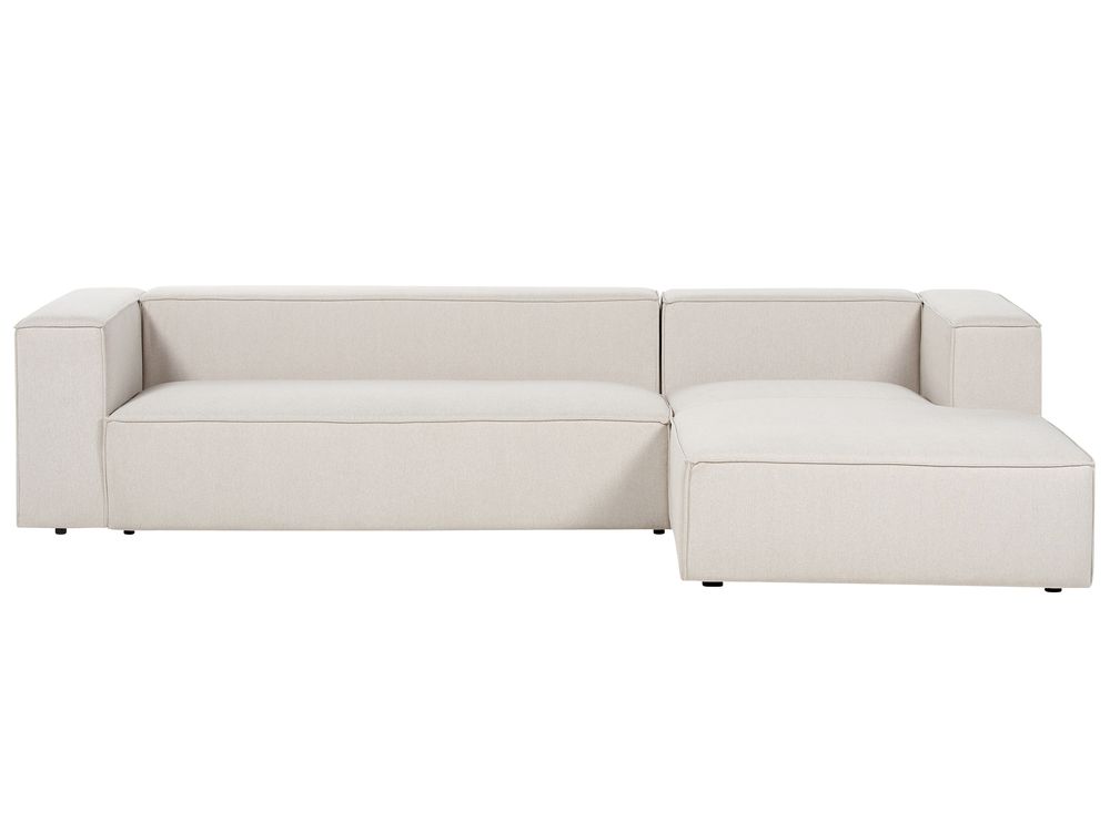 Corner Sofa 3 Seater VERNON Fabric Light Beige Left Hand