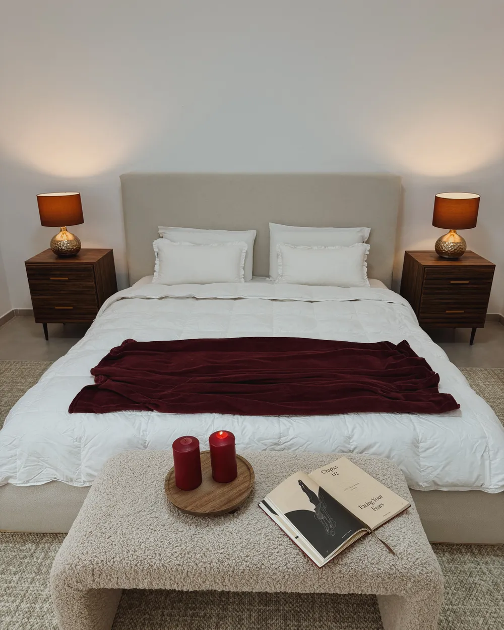 Ottoman Bed CAMPAGNE Fabric Light Beige 180 x 200 cm (EU Super King)_1041758
