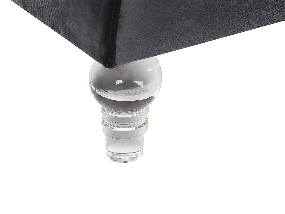 Beliani 3-Sitzer Sofa Samtstoff Schwarz – Gesteppt, Mit Acryl-Füßen, 204 Cm Breit, 150 Kg Belastung Pro Person