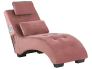 Chaise longue SIMORRE con altoparlante Bluetooth integrato Velluto Rosa pastello_823096