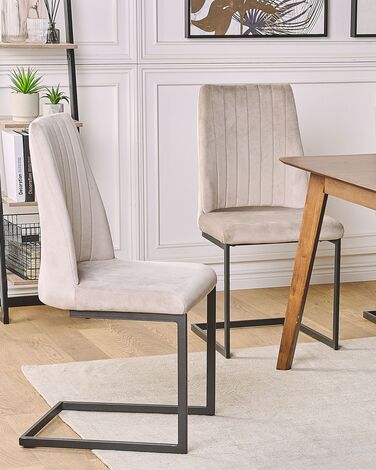  Set of 2 Velvet Dining Chairs Taupe LAVONIA