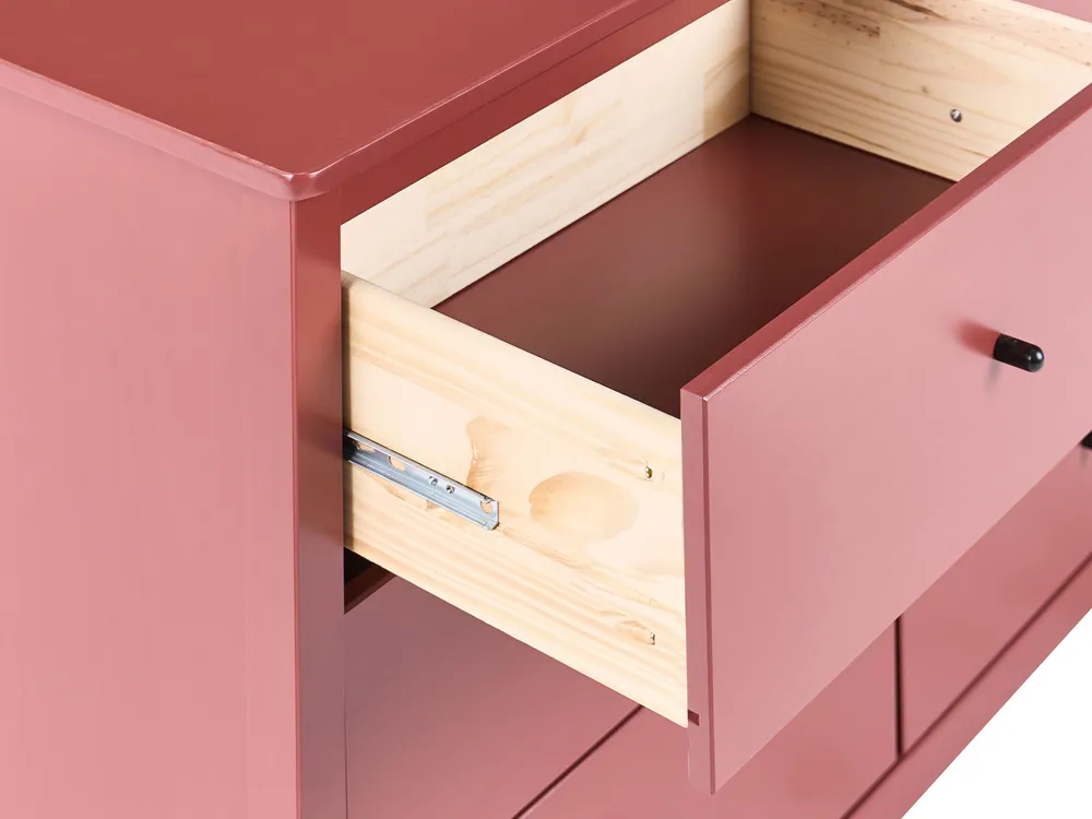 6 Drawer Chest BARCALDINE Pine Wood Burgundy_1062453