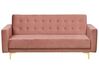 Bäddsoffa 3-sits sammet rosa ABERDEEN_736088