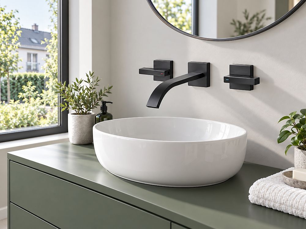 Wall Mounted Basin Mixer Tap BERRACO Brass Black