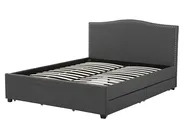 Bett mit Schubladen MONTPELLIER Stoff Dunkelgrau 160 x 200 cm_708781