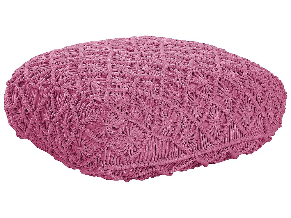 Pouffe Macramé BERRECHID Cotton Pink