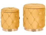 Pouf mit Stauraum 2er Set PUEBLO Samtstoff Senfgelb_1185949