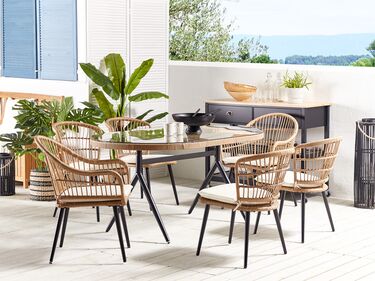 6 Seater PE Rattan Garden Dining Set Beige ALIANO II