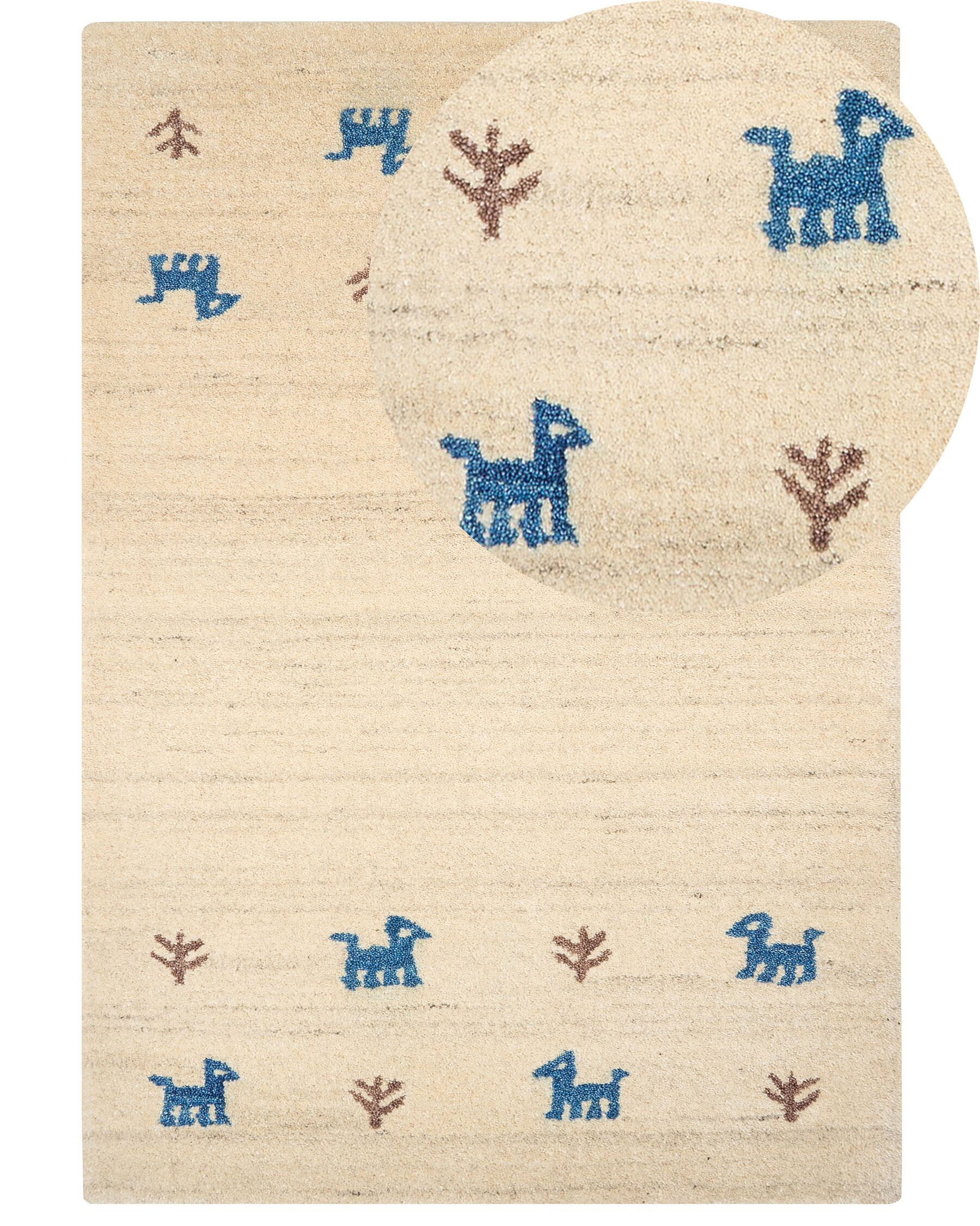 Tappeto Gabbeh lana beige chiaro e blu 160 x 230 cm YALI_856255