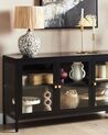 3 Door Metal Sideboard with Glass Display Black NEWPORT_900489