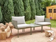 Garden Lounge Set with Table 2 Seater TERRACINA Metal Olive Green_863719
