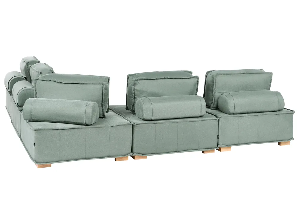 Modular Corner Sofa 5 Seater TIBRO Fabric Light Green Left Hand_1057805