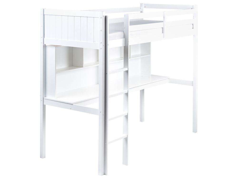 Lit superposé avec bureau Bois de pin FOUCAMONT 90 x 200 cm Blanc