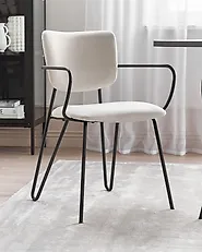Lot de 2 chaises de salle à manger ELKO Tissu Blanc cassé_1183073