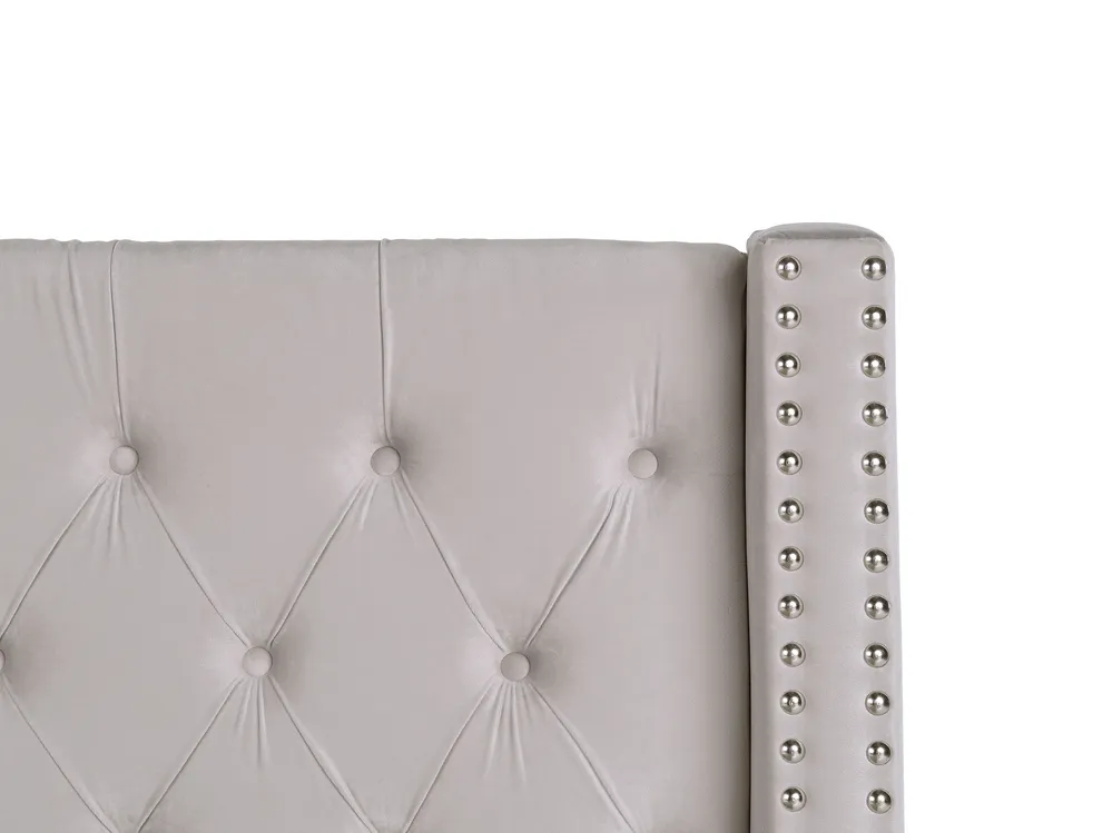 Lit à eau double en velours gris avec rangement 160 x 200 cm NOYERS Lit à eau double en velours gris avec rangement 160 x 200 cm NOYERS